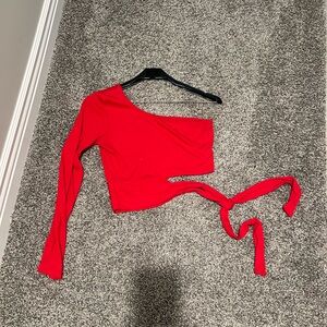Elegant Red One-Shoulder Top